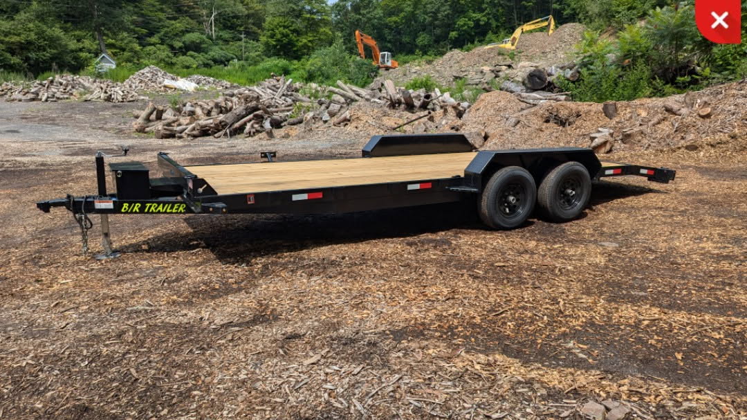Professional flatbed trailer rental by Roll Out Rentals in Scranton PA - B/R brand dual axle equipment trailer for construction and hauling